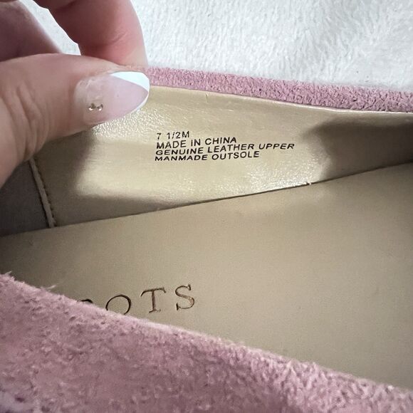 TALBOTS Suede Flat Penny Loafer Shoes Size 7.5 Pink Driving Business Preppy - Picture 4 of 8